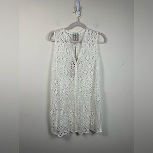 NWT Johnny Was Caminomi Size Small White Eyelet Tunic Button Front